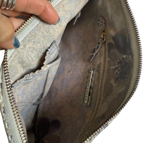 Elliott Lucca 100% Leather Snakeskin Print Hobo Satchel Shoulder Bag Gray - Picture 14 of 15